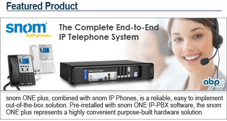 snom ONE plus - snomONE plus, combined with snom IP Phones, is a reliable, easy to implement out-of-the-box solution. Pre-installed with snom ONE IP-PBX software, the snom ONE plus represents a highly convenient purpose-built hardware solution. 
