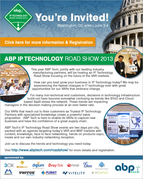 ABP IP Technology Road Show Invitation - June 3-4, 2013 - Gaithersburg, MD