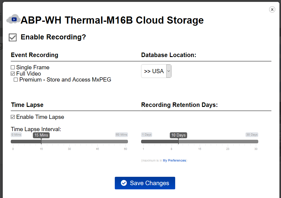 cloud storage feature provides three storage modes