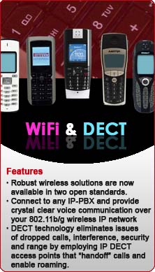 Hitach-Cable and Pirelli Wifi or Aastra and snom DECT mobility solutions.